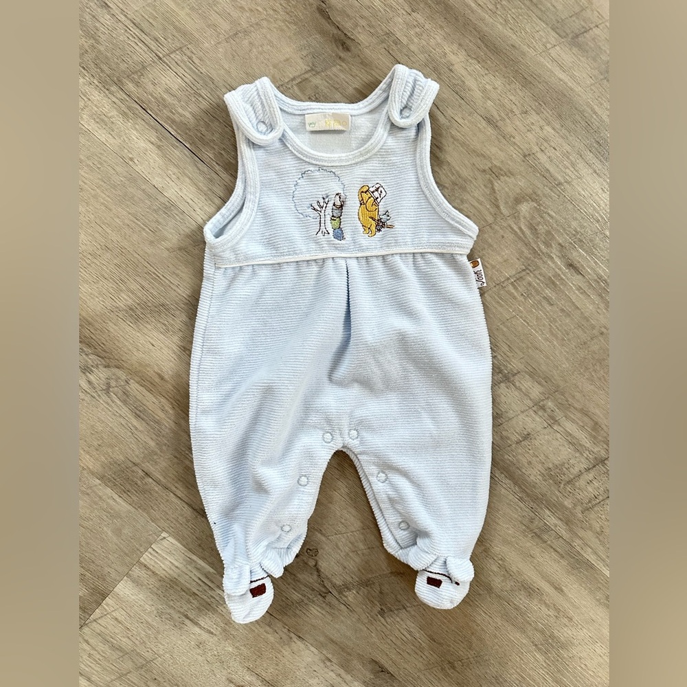 Vintage Disney Pooh & Piglet Terry Blue Romper